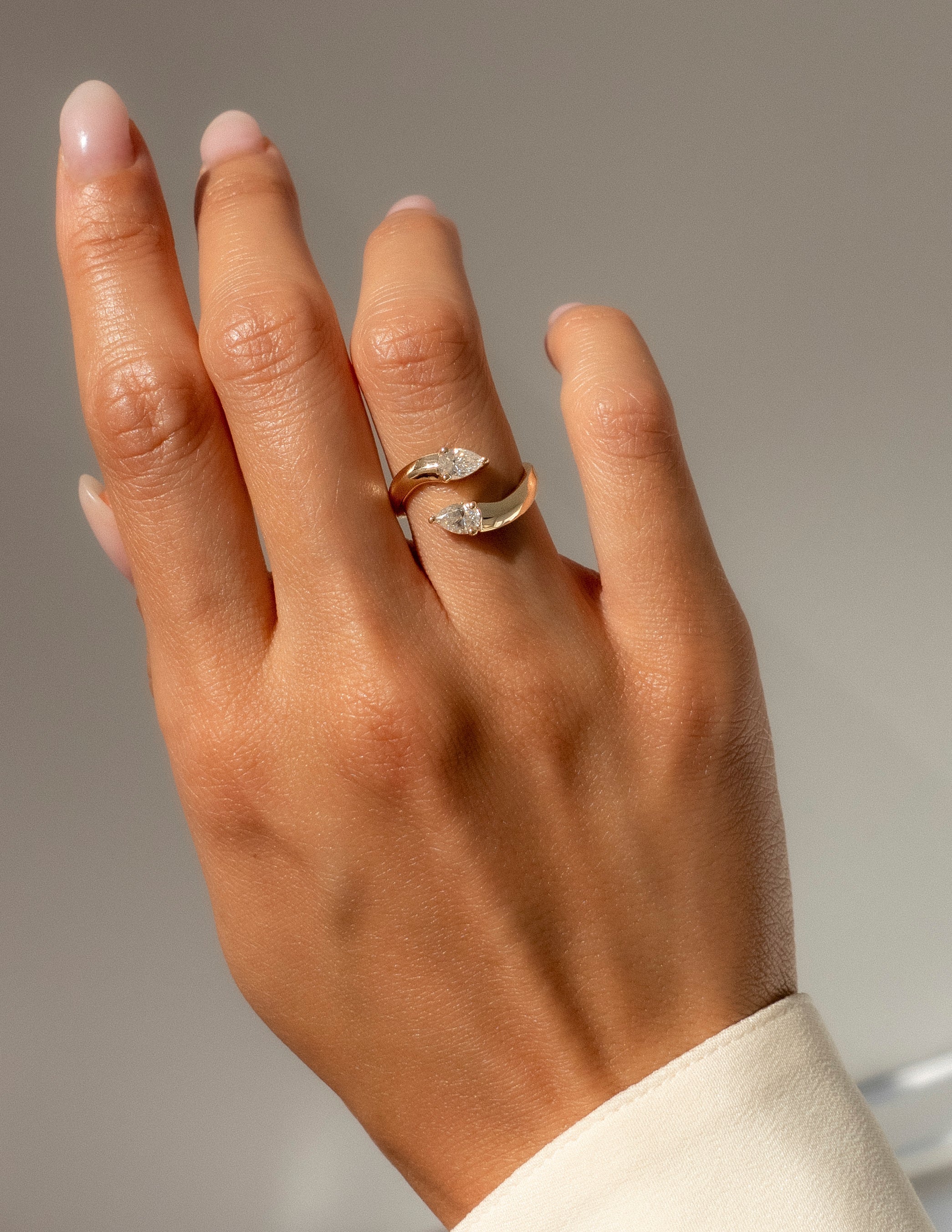 0.80 TCW Pear Moissanite Diamond Open Wedding Wedding Band