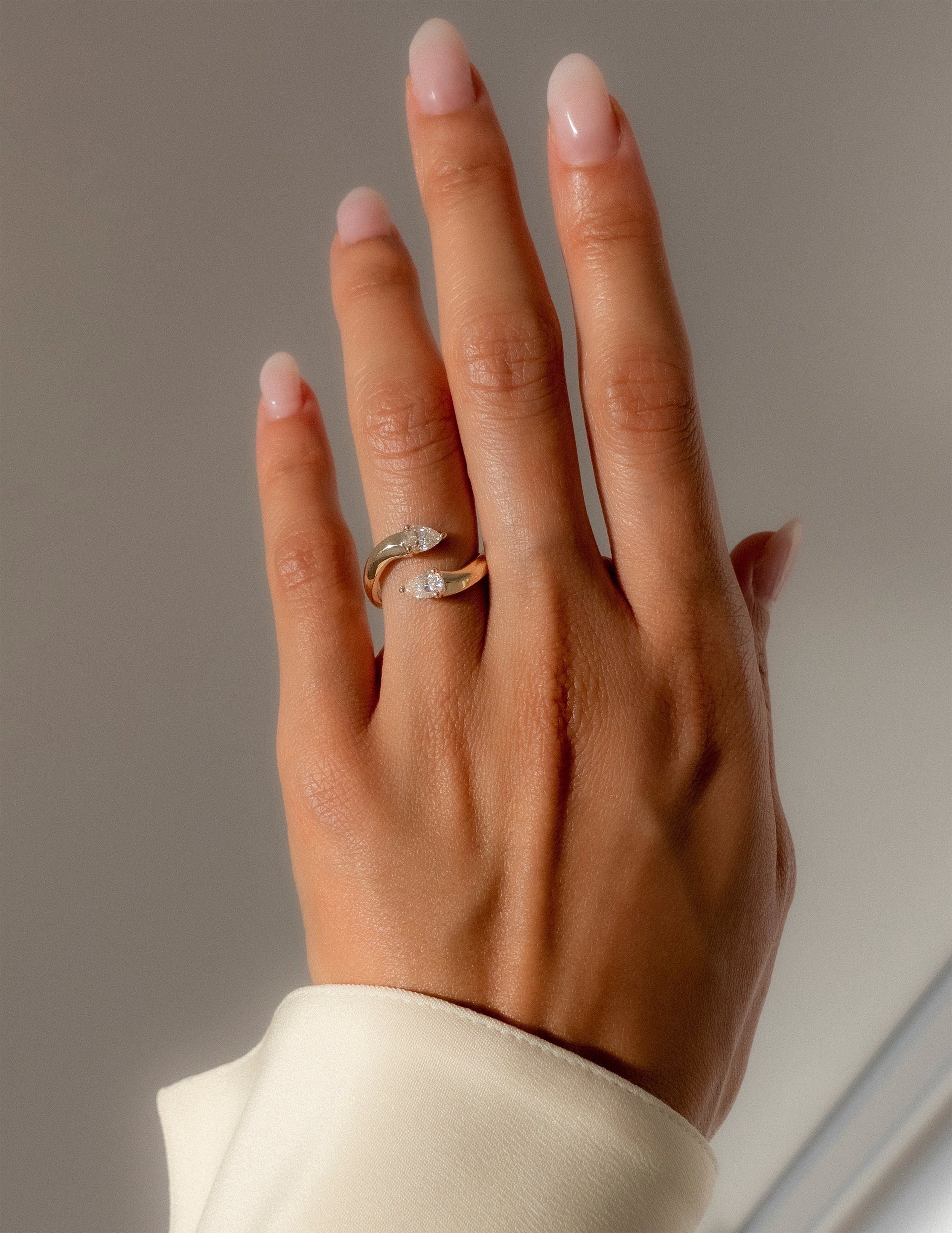 0.80 TCW Pear Moissanite Diamond Open Wedding Wedding Band