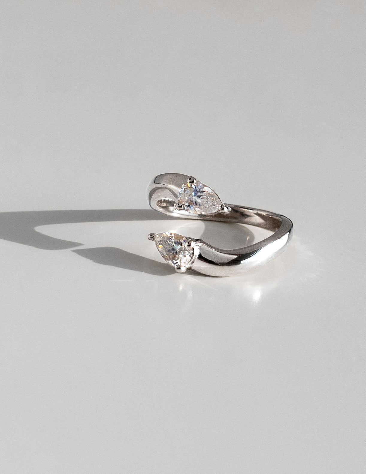 0.80 TCW Pear Moissanite Diamond Open Wedding Wedding Band