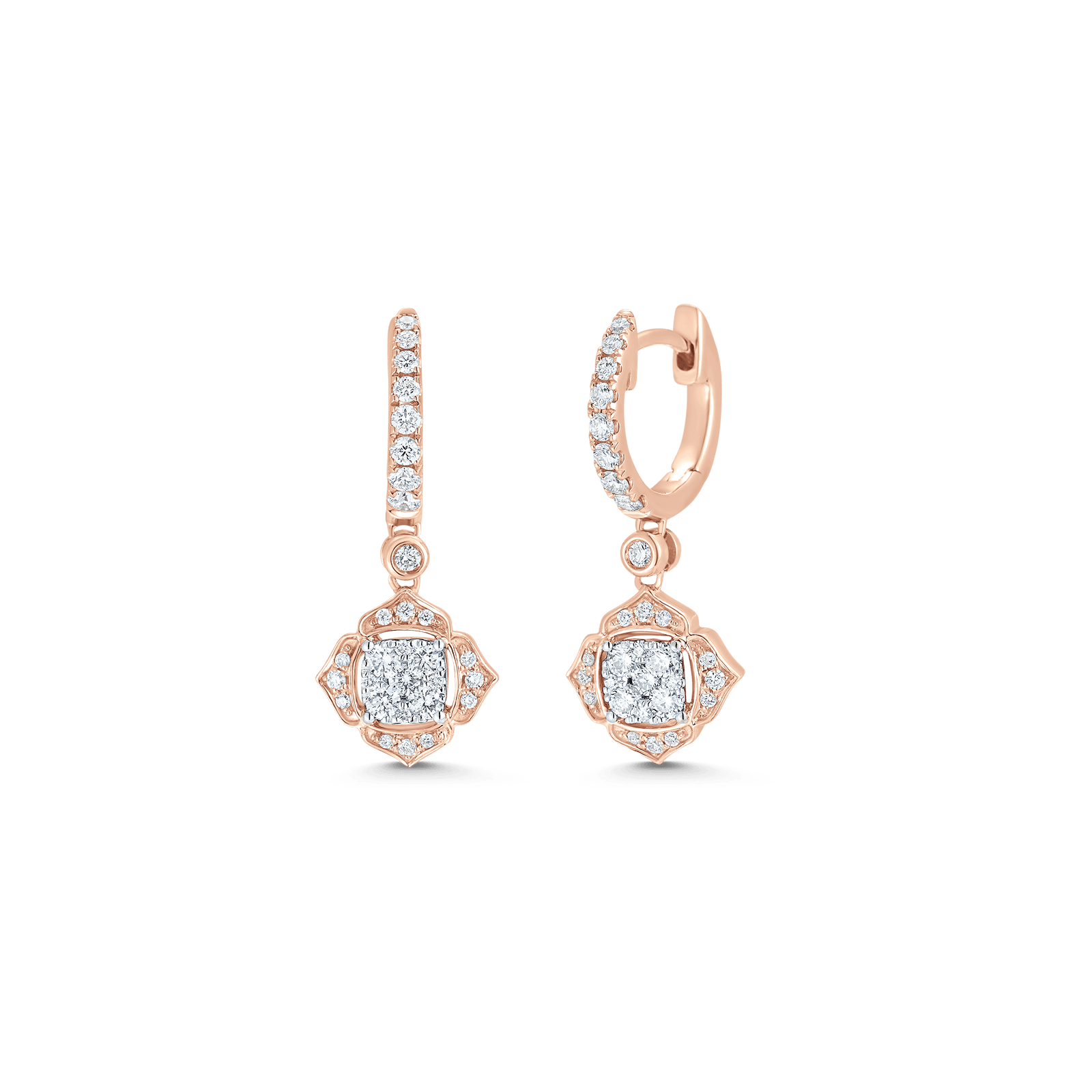 0.58 TCW Round Moissanite Diamond Drop Huggie Earrings - crownmoissanite