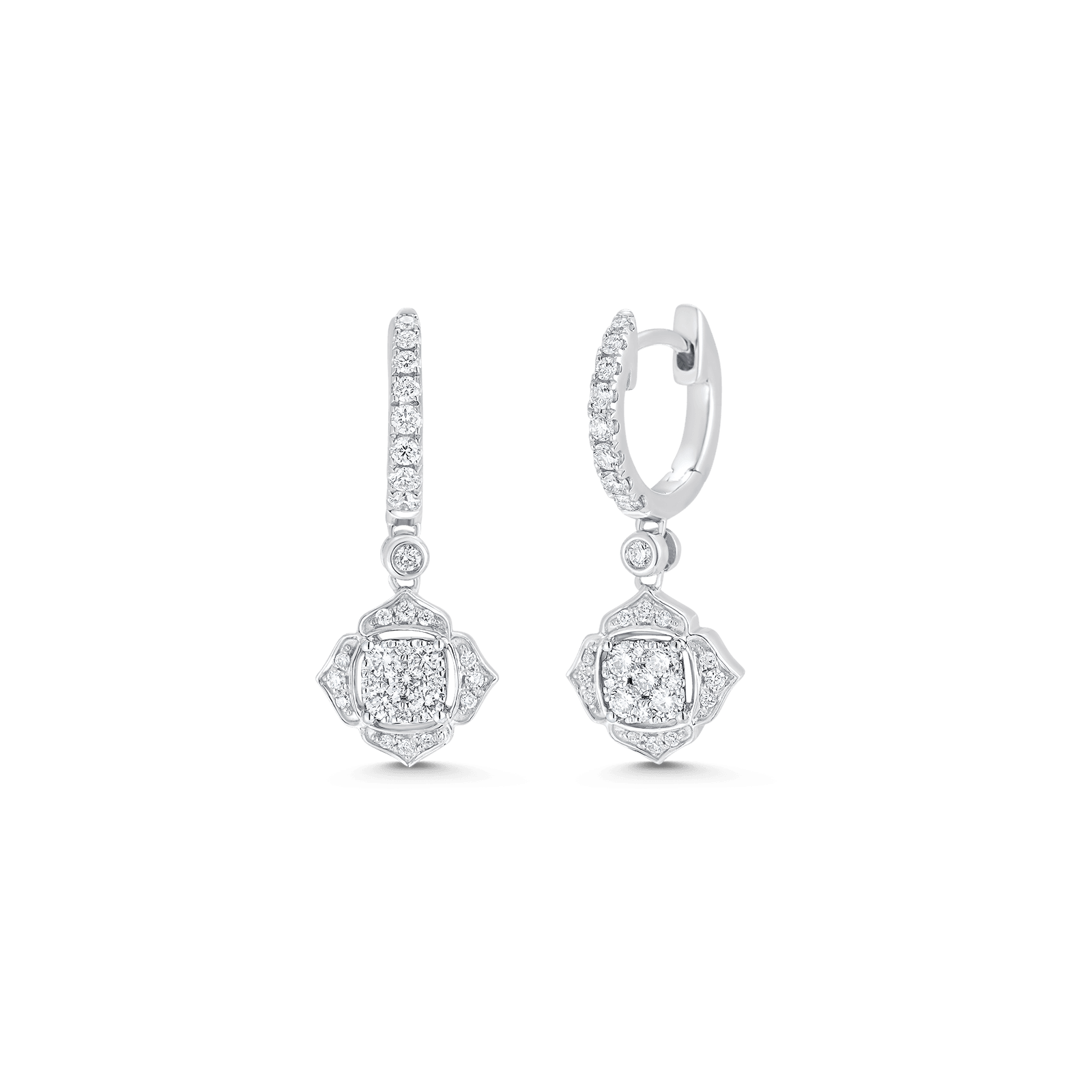 0.58 TCW Round Moissanite Diamond Drop Huggie Earrings - crownmoissanite