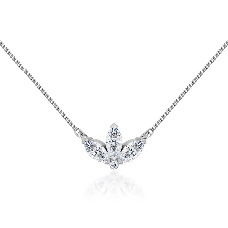0.32 TCW Round & Marquise Moissanite Diamond Petal Style Necklace - crownmoissanite