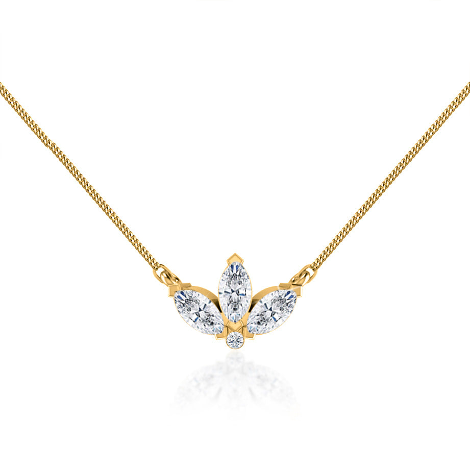 0.32 TCW Round & Marquise Moissanite Diamond Petal Style Necklace - crownmoissanite