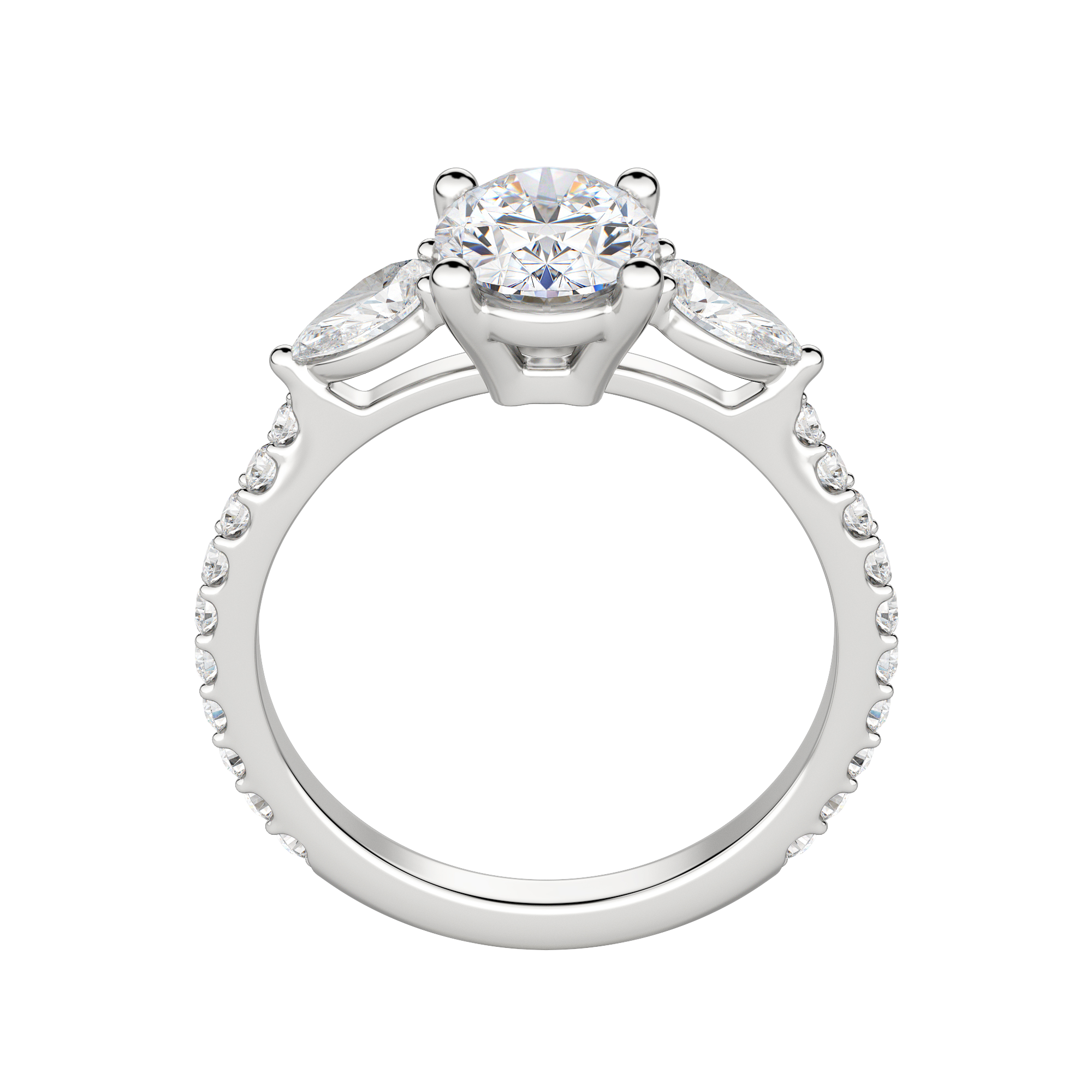 2.10 CT Oval Cut 3 Stone Moissanite Engagement Ring - crownmoissanite