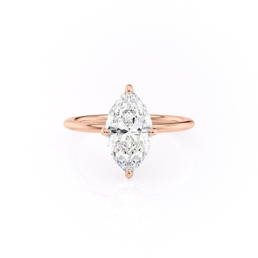 1.58 CT Marquise Cut Solitaire Hidden Halo Setting Moissanite Engagement Ring - crownmoissanite