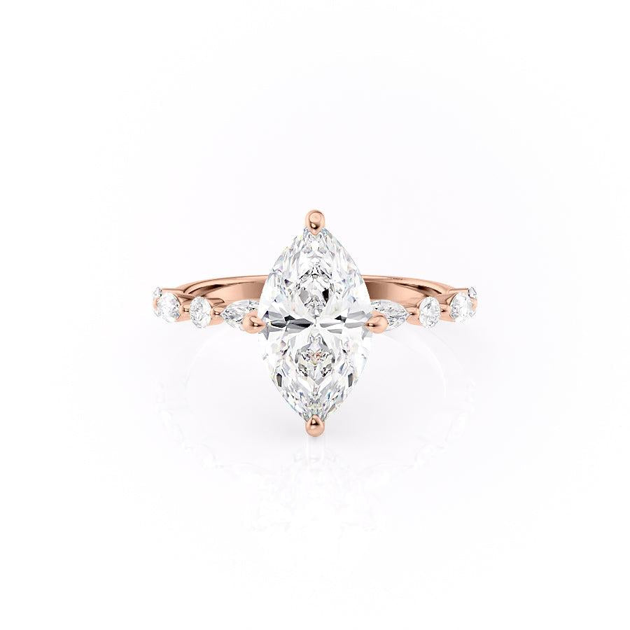 1.58 CT Marquise Cut Solitaire Pave Setting Moissanite Engagement Ring - crownmoissanite
