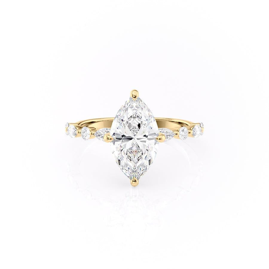1.58 CT Marquise Cut Solitaire Pave Setting Moissanite Engagement Ring - crownmoissanite