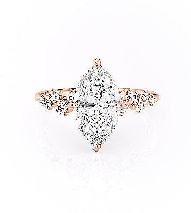 1.58 CT Marquise Cut Solitaire Hidden Halo Setting Moissanite Engagement Ring - crownmoissanite