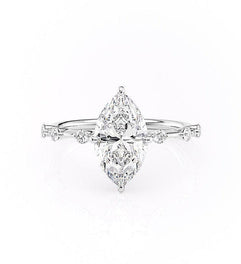 1.58 CT Marquise Shaped Moissanite Hidden Halo Engagement Ring - crownmoissanite