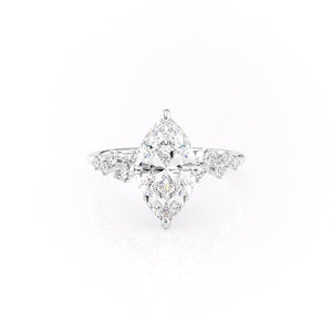 1.58 CT Marquise Shaped Moissanite Hidden Halo Engagement Ring - crownmoissanite