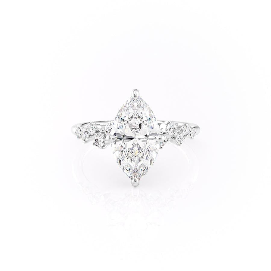 1.58 CT Marquise Shaped Moissanite Hidden Halo Engagement Ring - crownmoissanite