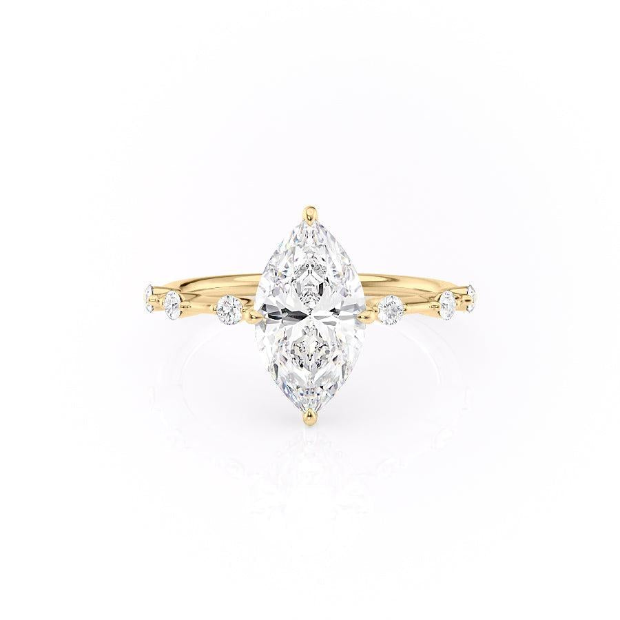 1.58 CT Marquise Shaped Moissanite Hidden Halo Engagement Ring - crownmoissanite