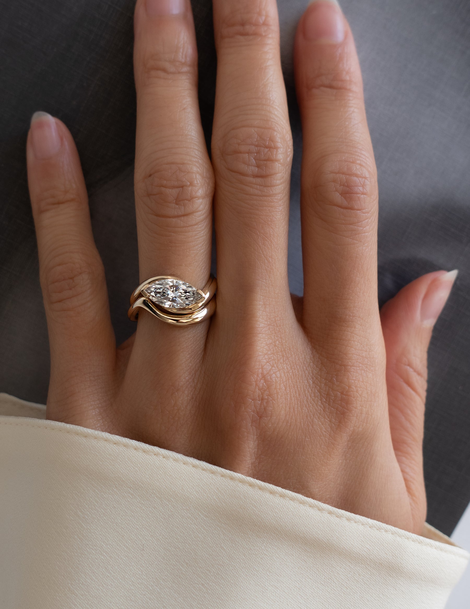 1.0 - 2.0 CT Marquise Cut Moissanite Solitaire Setting Bridal Set