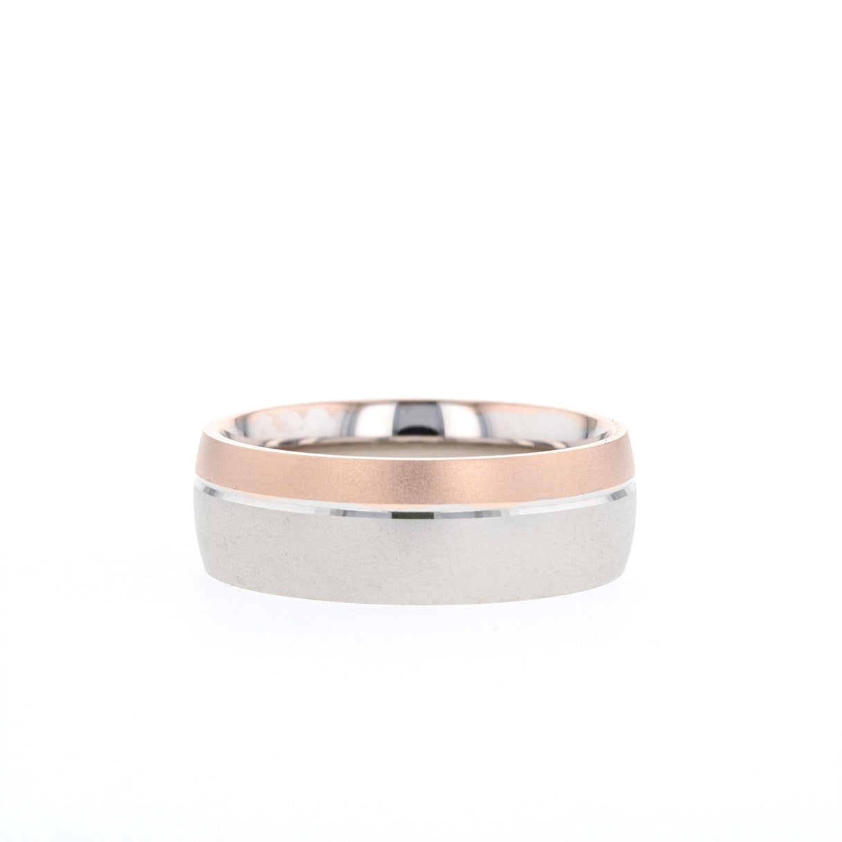 Satin-Finish Two Tone Regular Men's Band - crownmoissanite