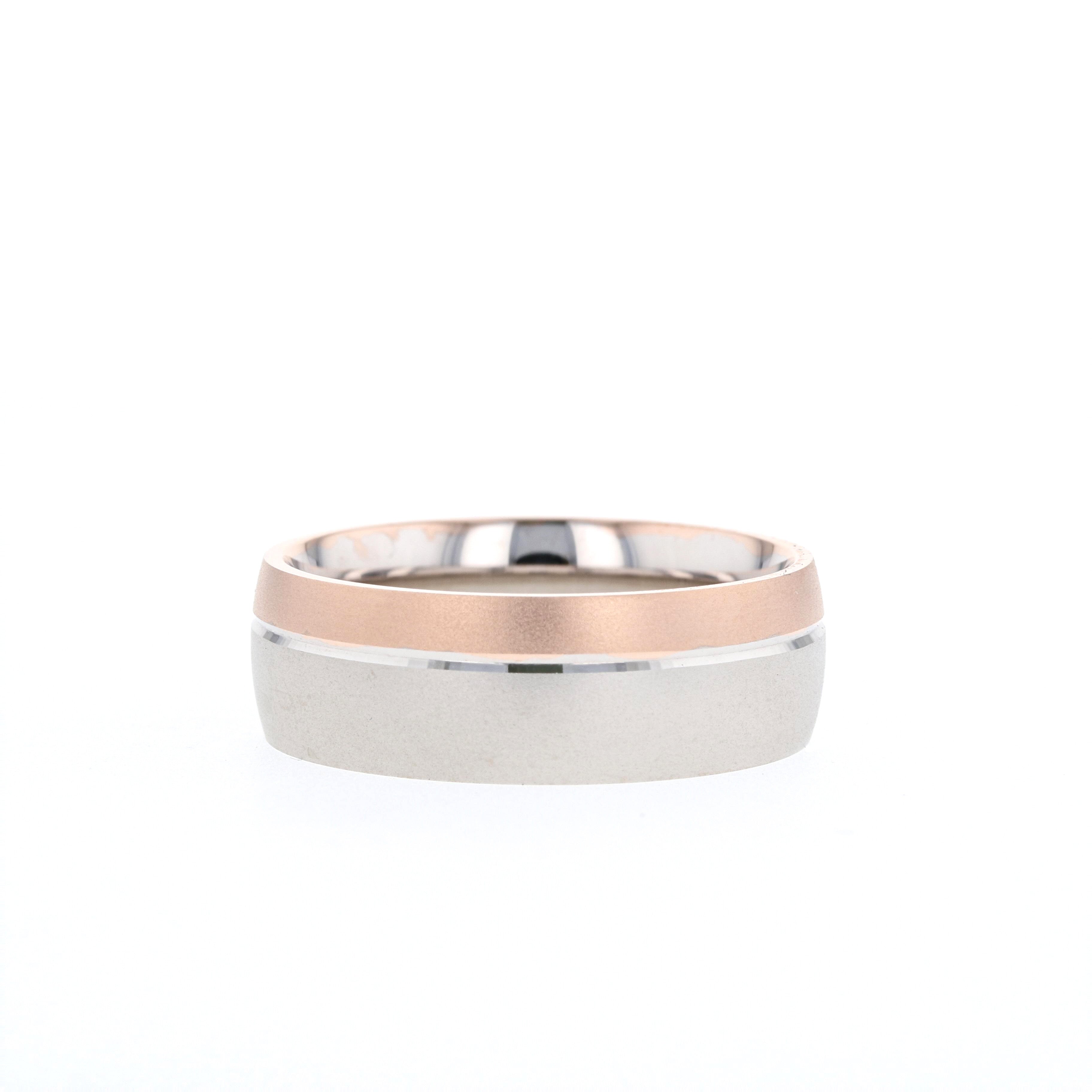 Satin-Finish Two Tone Regular Men's Band - crownmoissanite