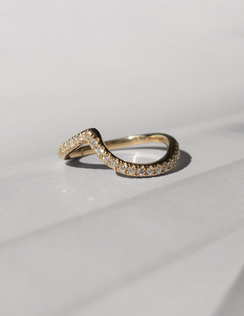 0.30 TCW Round Moissanite Wave Eternity Wedding Band