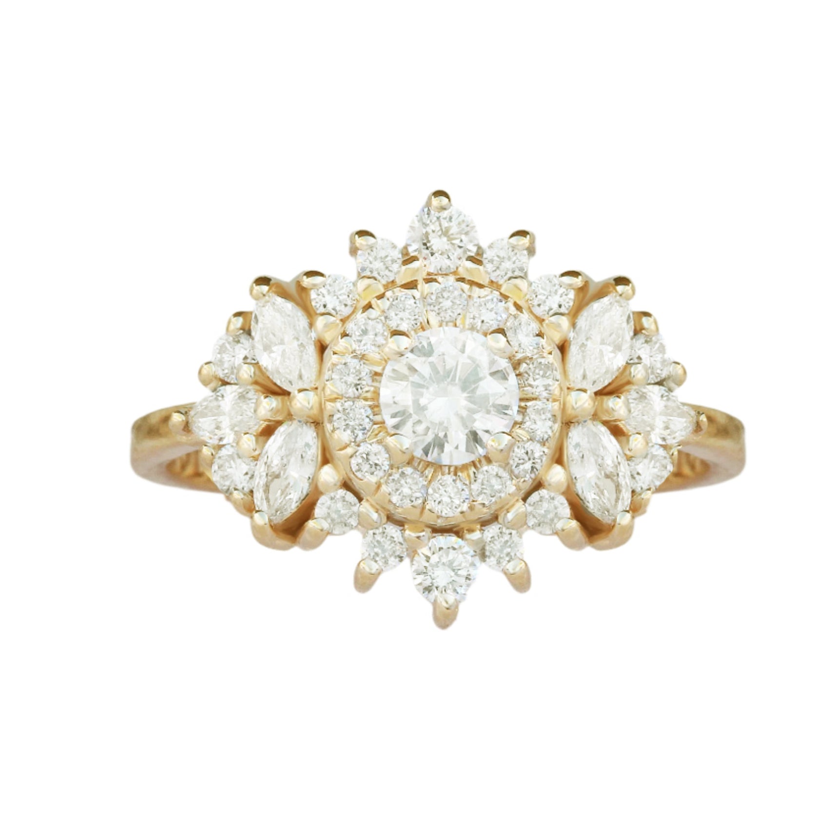 0.30 CT Round Moissanite Double Halo Engagement Ring