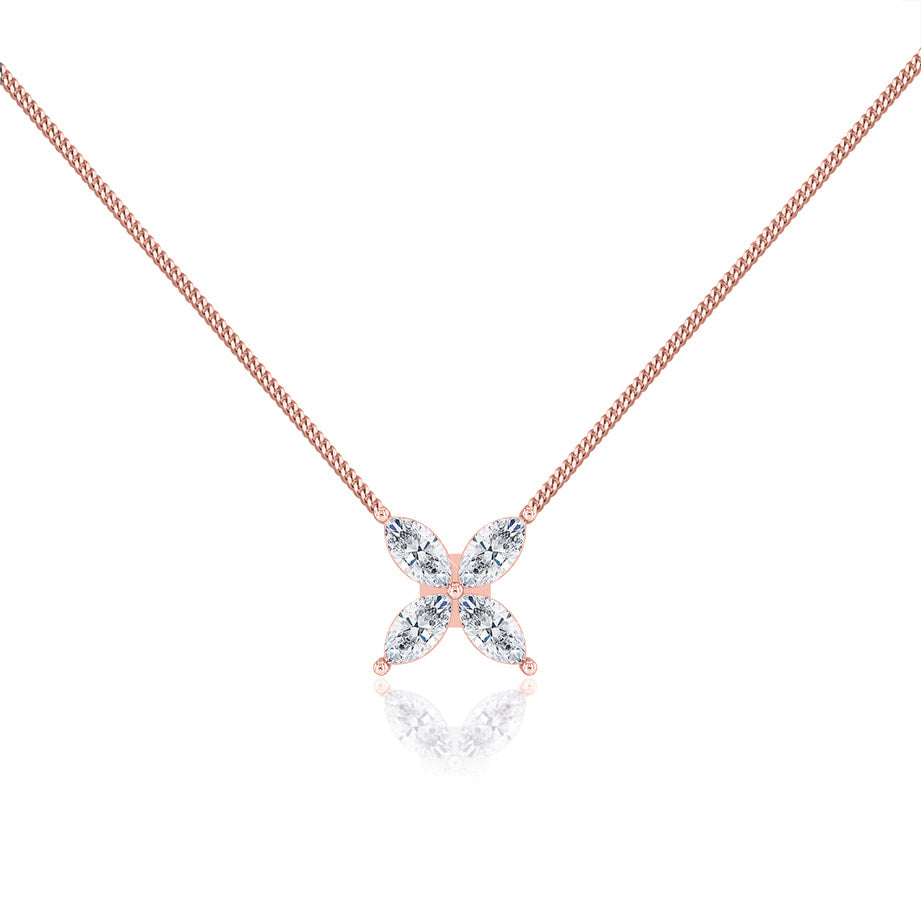 0.23 TCW Marquise Moissanite Diamond Flower Style Necklace - crownmoissanite