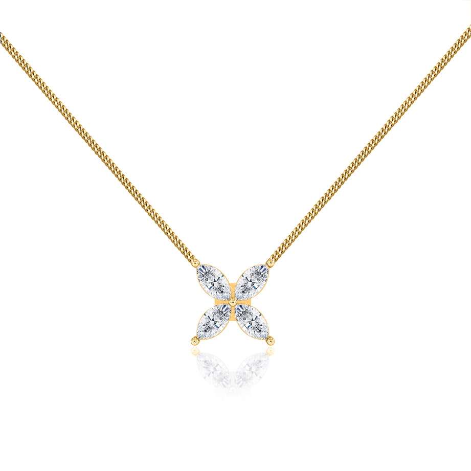 0.23 TCW Marquise Moissanite Diamond Flower Style Necklace - crownmoissanite
