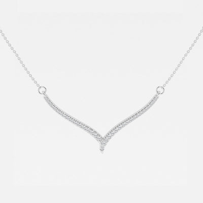 0.16 TCW Round Moissanite Diamond Petite Chevron Necklace - crownmoissanite