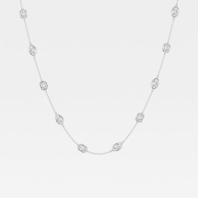 2.80 TCW Marquise & Emerald Moissanite Diamond Bezel Style Necklace - crownmoissanite