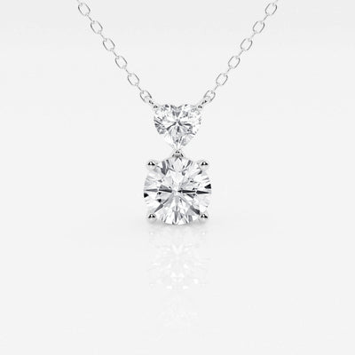 1.33 TCW Round & Heart Moissanite Diamond Two Stone Necklace - crownmoissanite