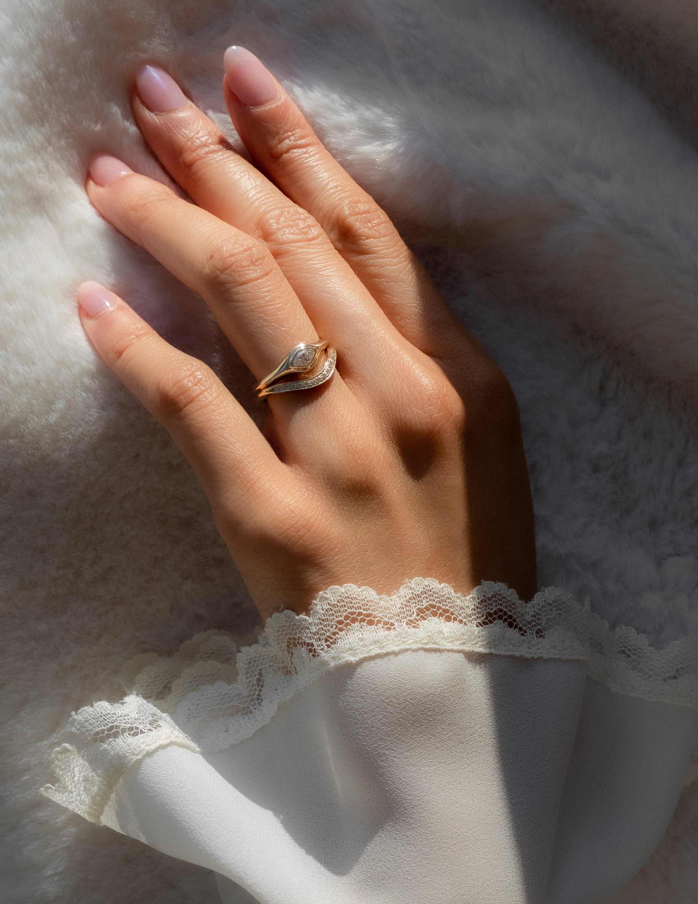 0.20 TCW Round Moissanite Wave Pave Band