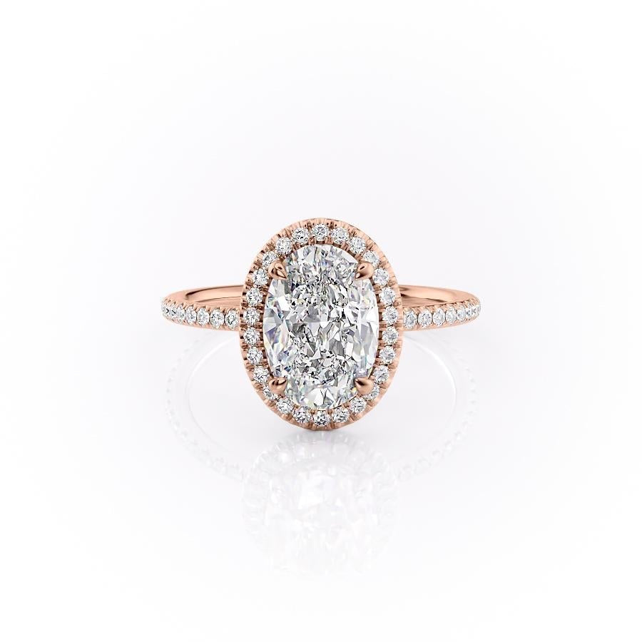 2.10 CT Oval Cut Halo Moissanite Engagement Ring - crownmoissanite