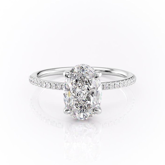 2.10 CT Oval Shaped Moissanite Hidden Halo Engagement Ring - crownmoissanite