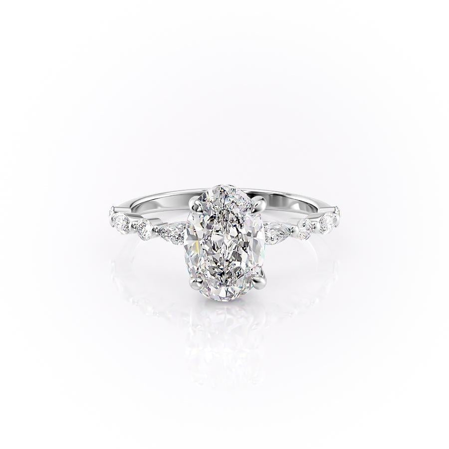 2.10 CT Oval Cut Pave Setting Moissanite Engagement Ring - crownmoissanite