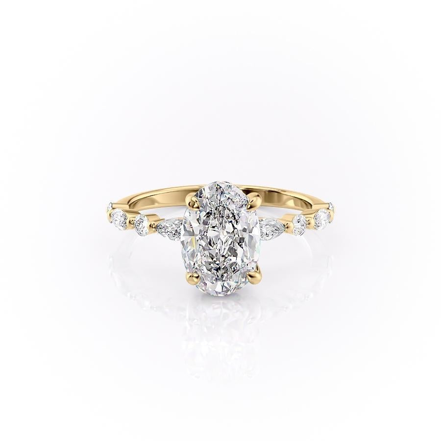 2.10 CT Oval Cut Pave Setting Moissanite Engagement Ring - crownmoissanite