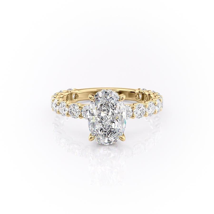 2.10 CT Oval Cut Solitaire Pave Setting Moissanite Engagement Ring - crownmoissanite