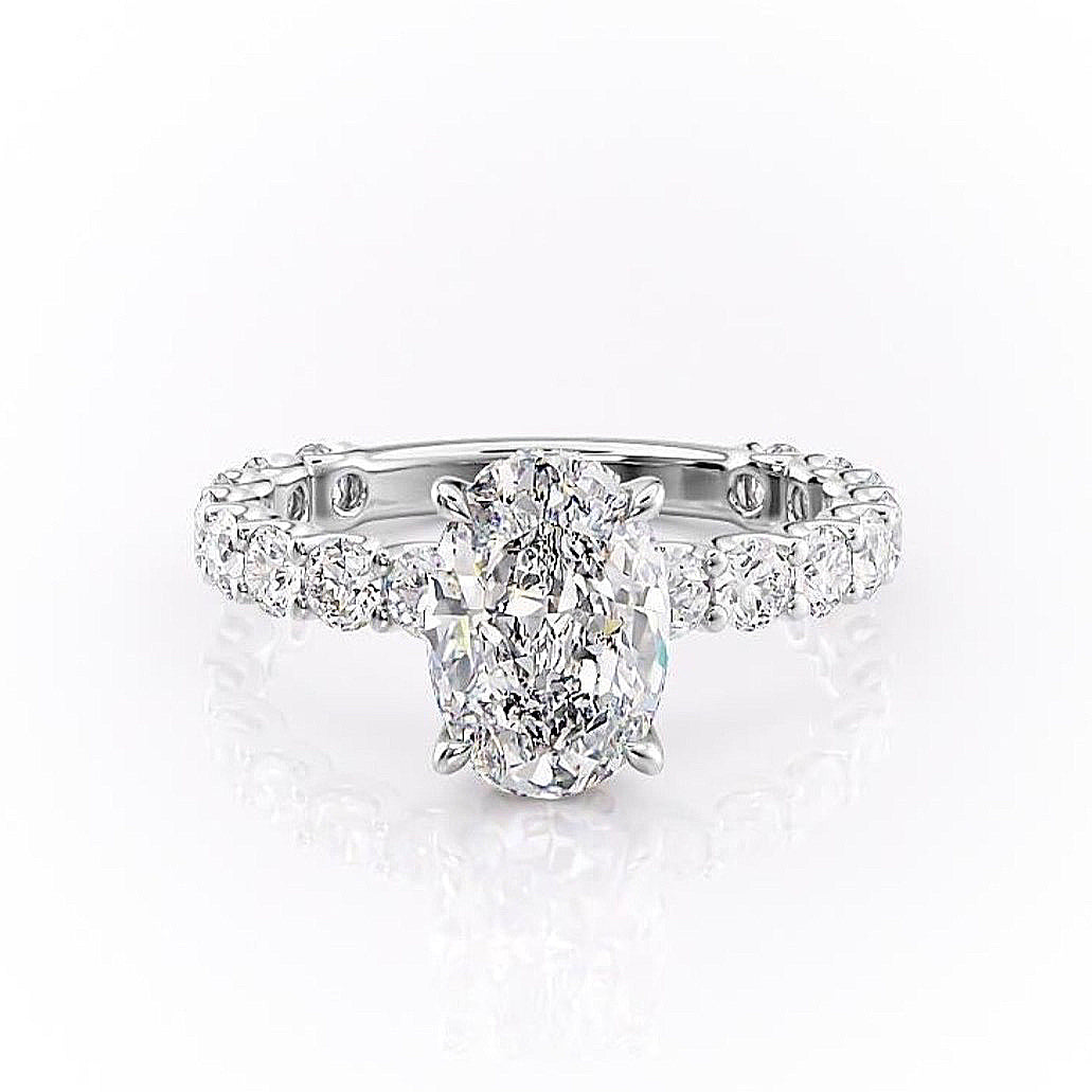 2.10 CT Oval Shaped Moissanite Solitaire Engagement Ring - crownmoissanite