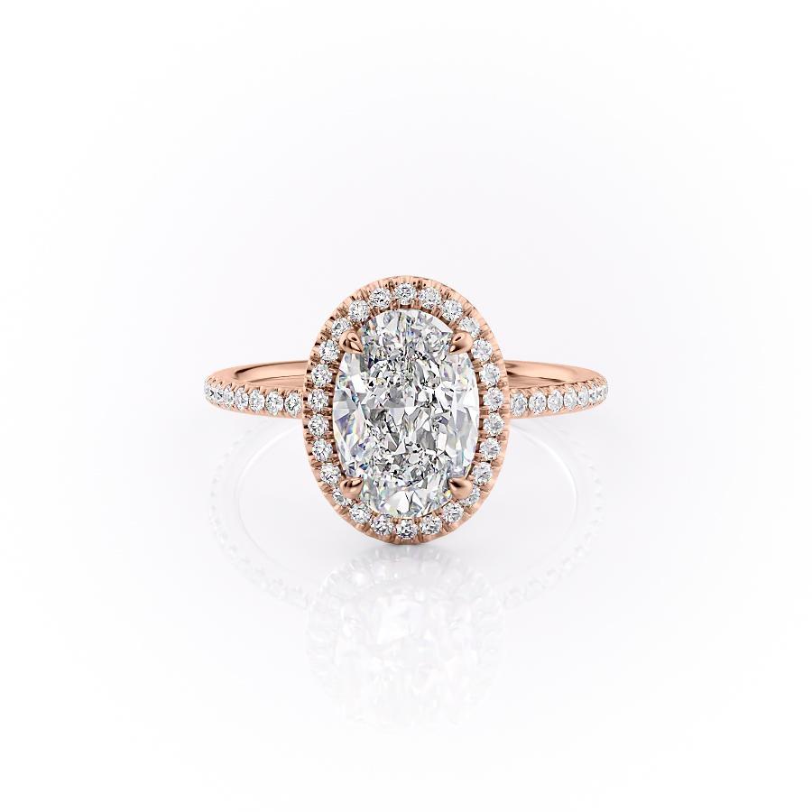 2.10 Oval Cut Halo Style Moissanite Engagement Ring - crownmoissanite