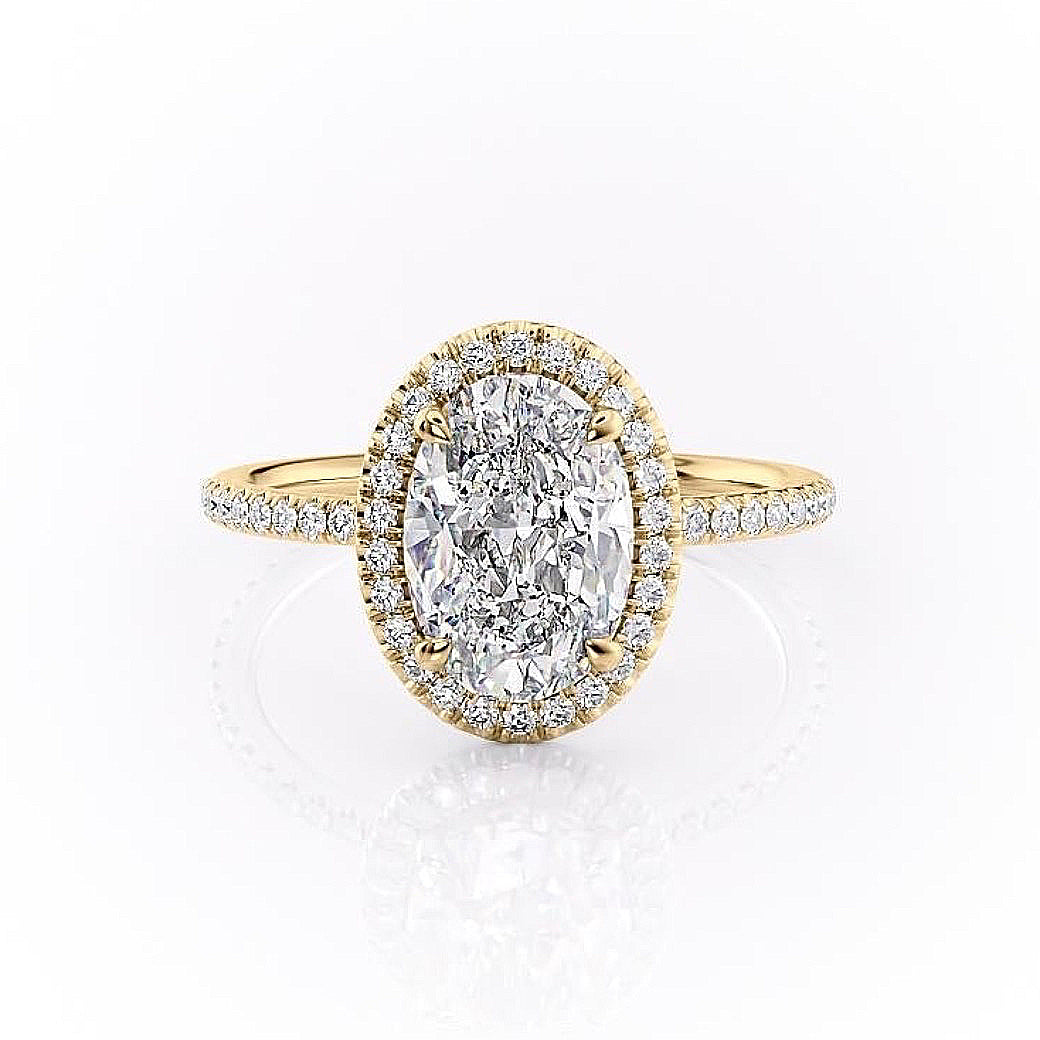2.10 CT Oval Cut Halo Moissanite Engagement Ring - crownmoissanite