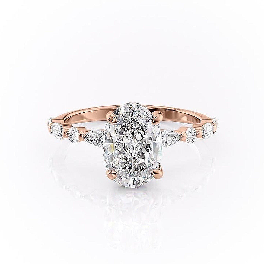 2.10 CT Oval Cut Pave Setting Moissanite Engagement Ring - crownmoissanite