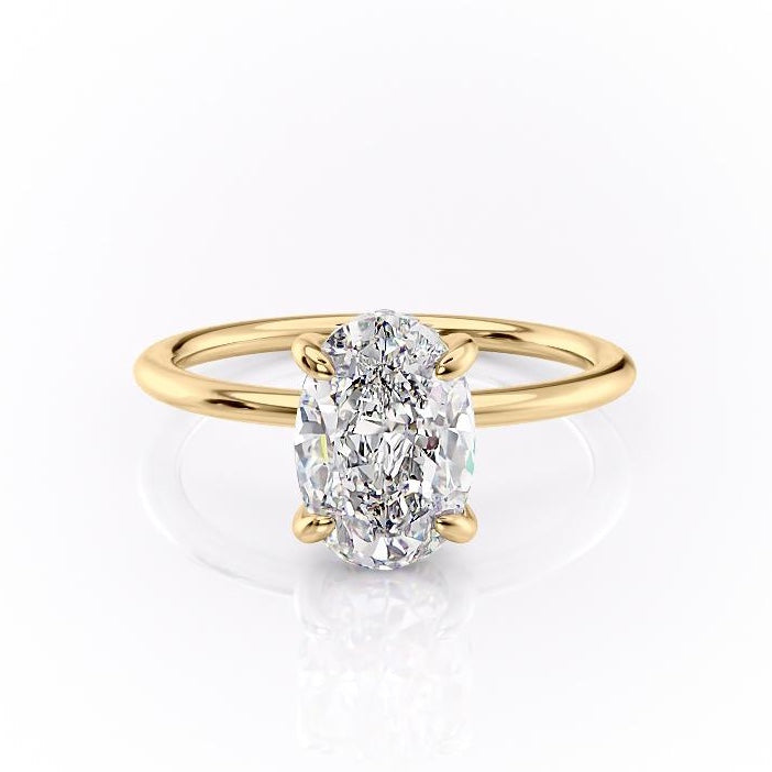 2.10 CT Oval Cut Solitaire Style Moissanite Engagement Ring - crownmoissanite