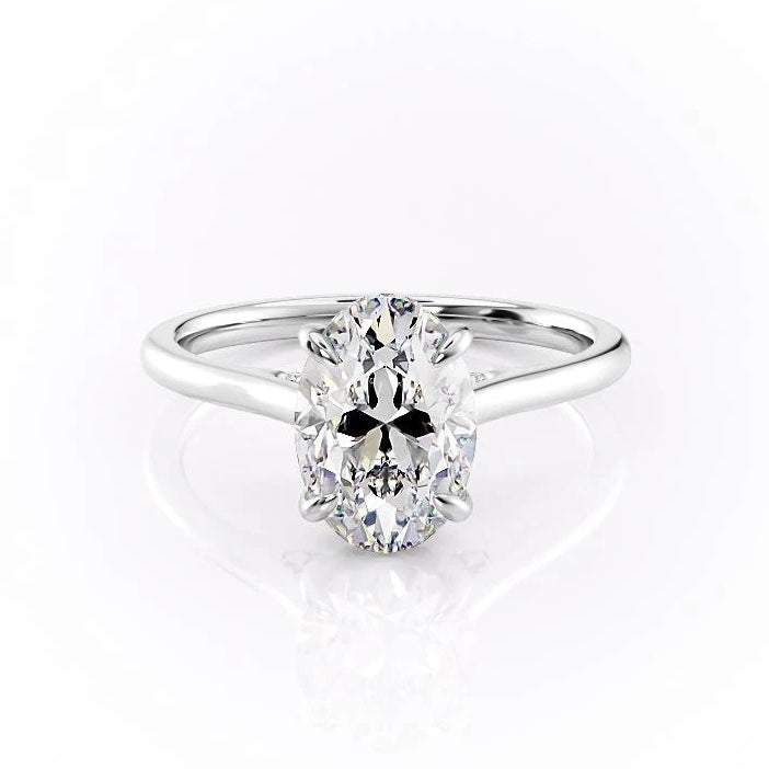 2.10 CT Oval Shaped Moissanite Hidden Halo Engagement Ring - crownmoissanite