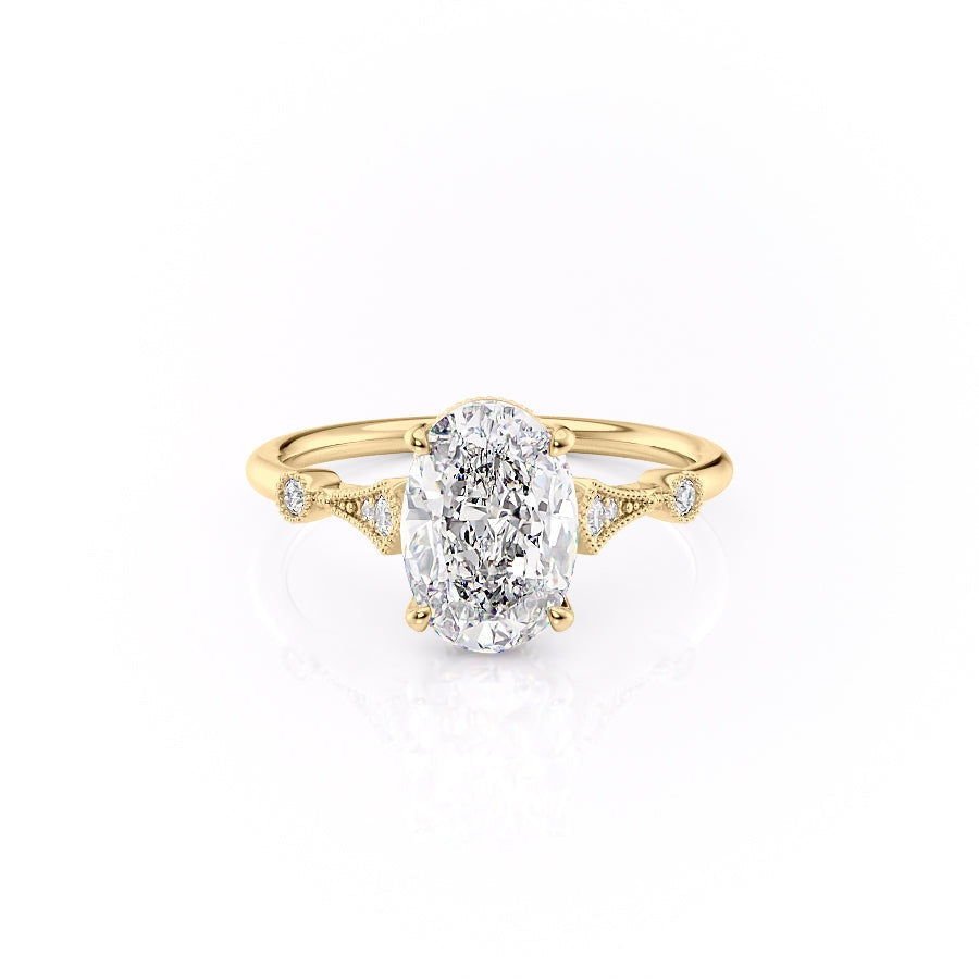 1.91 CT Oval Cut Solitaire Milgrain Pave Set Moissanite Engagement Ring - crownmoissanite