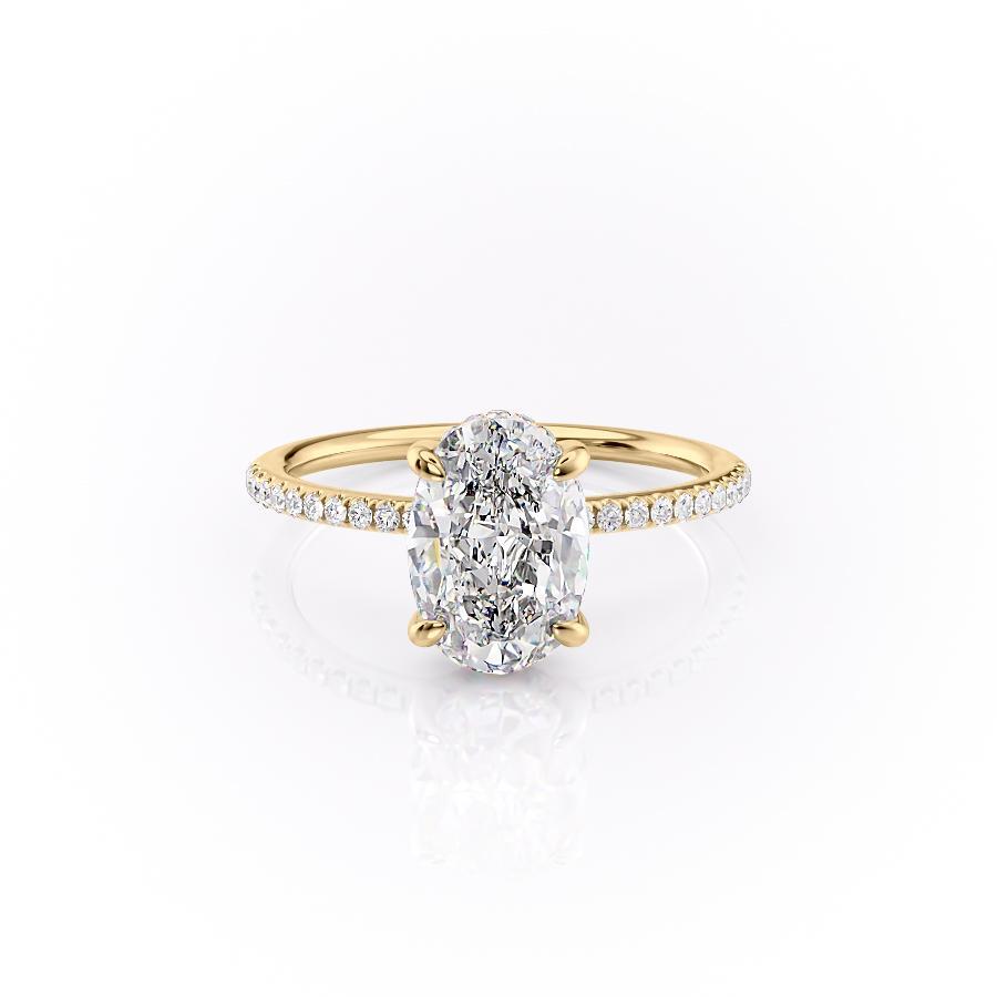 2.10 CT Oval Cut Solitaire & Pave Setting Moissanite Engagement Ring - crownmoissanite