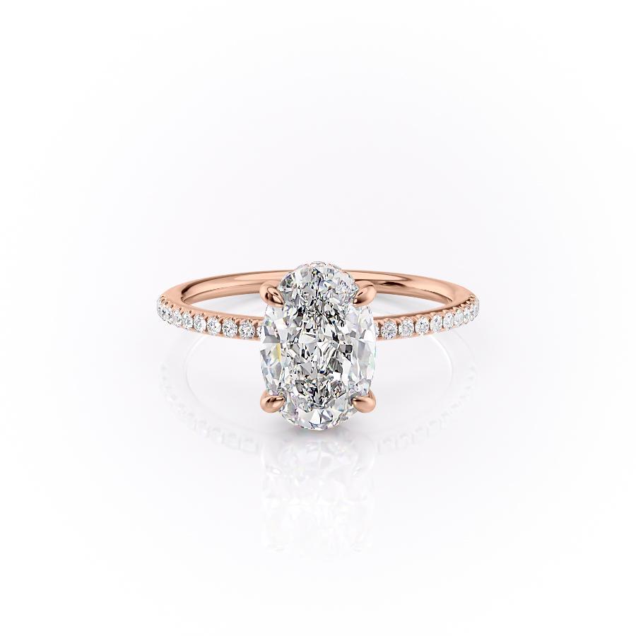 2.10 CT Oval Cut Solitaire & Pave Setting Moissanite Engagement Ring - crownmoissanite