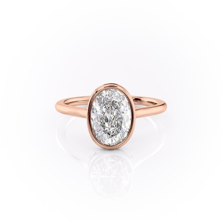2.10 CT Oval Shaped Moissanite Bezel Hidden Halo Engagement Ring - crownmoissanite