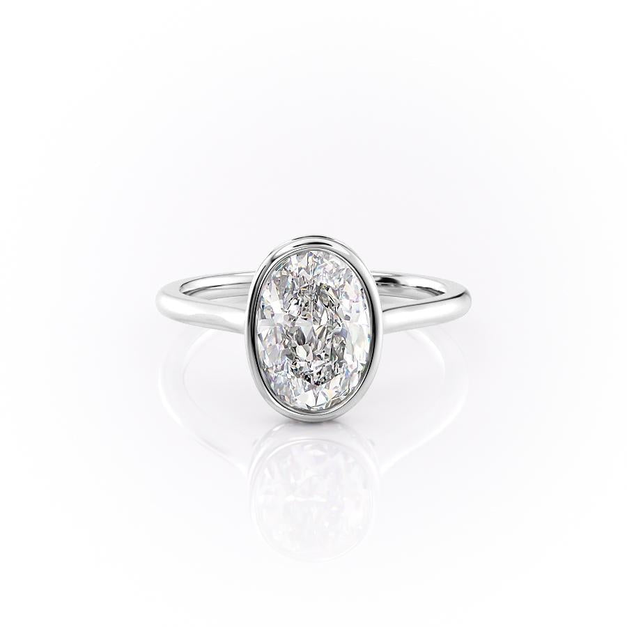 2.10 CT Oval Shaped Moissanite Bezel Hidden Halo Engagement Ring - crownmoissanite