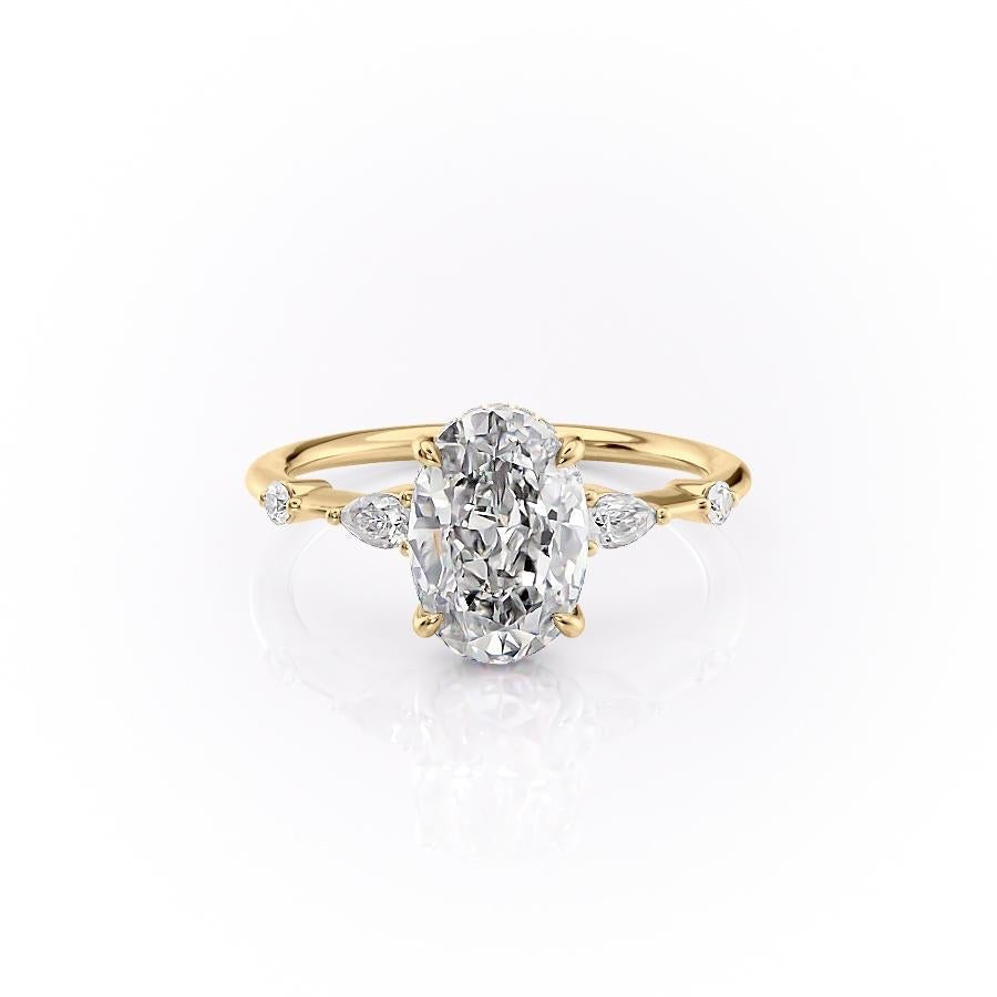 2.10 CT Oval Cut Hidden Halo Dainty Style Moissanite Engagement Ring - crownmoissanite
