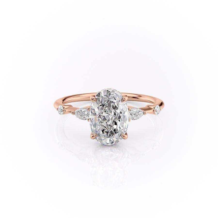 2.10 CT Oval Cut Hidden Halo Dainty Style Moissanite Engagement Ring - crownmoissanite