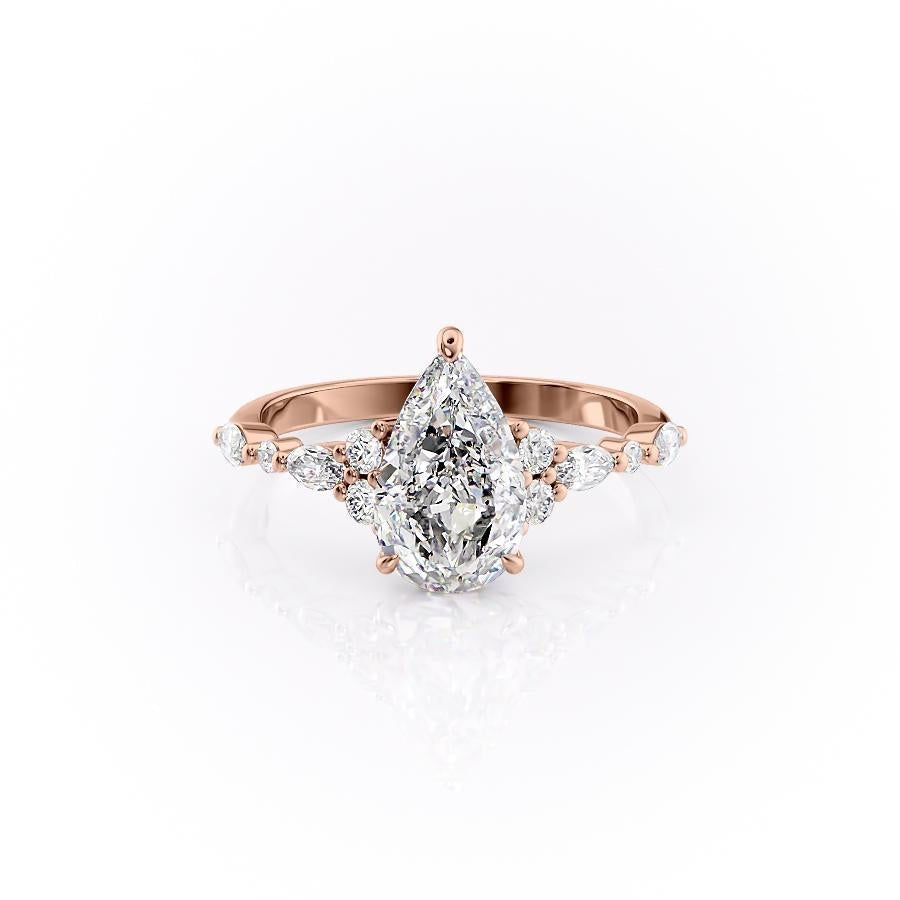2.0 CT Pear Shaped Moissanite Clsuetr Engagement Ring - crownmoissanite
