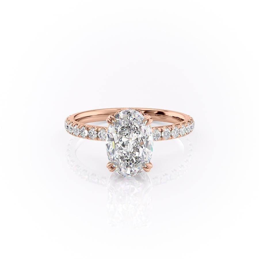 2.10 CT Oval Cut Hidden Halo Pave Setting Moissanite Engagement Ring - crownmoissanite