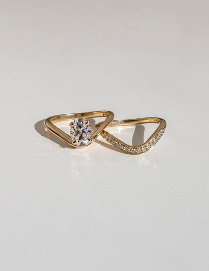 0.50-1.0 CT Oval Cut Moissanite Solitaire Bridal Ring Set