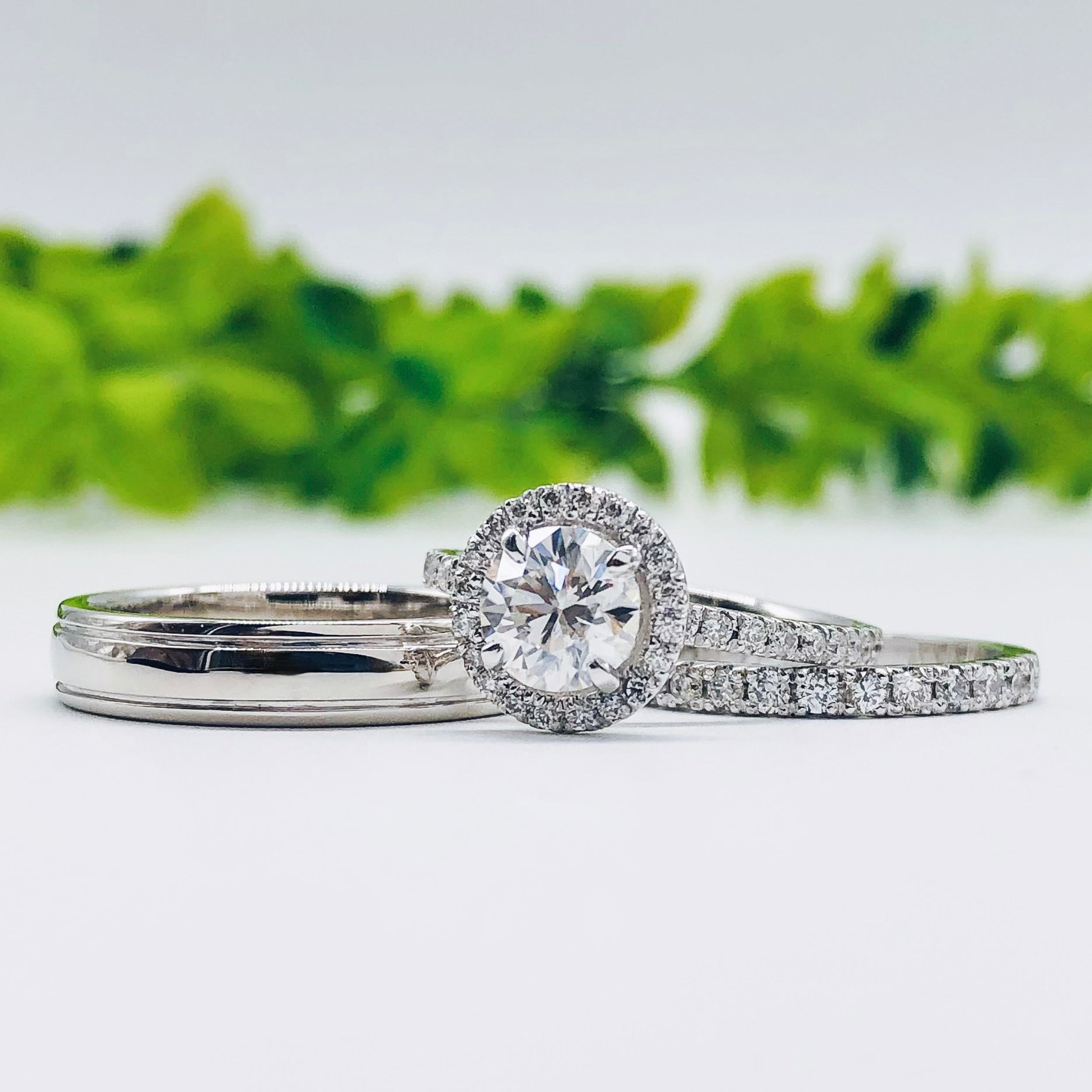 1.5 CT Round Cut Halo Pave Moissanite Engagement Ring - crownmoissanite