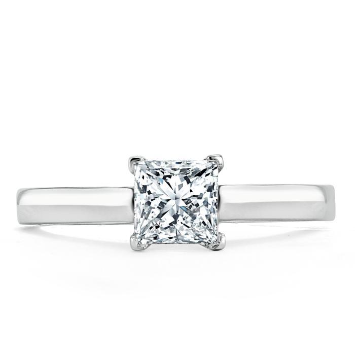 1.0 CT Princess Shaped Moissanite Solitaire Engagement Ring - crownmoissanite